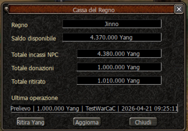 Banchiera e fondi del Regno